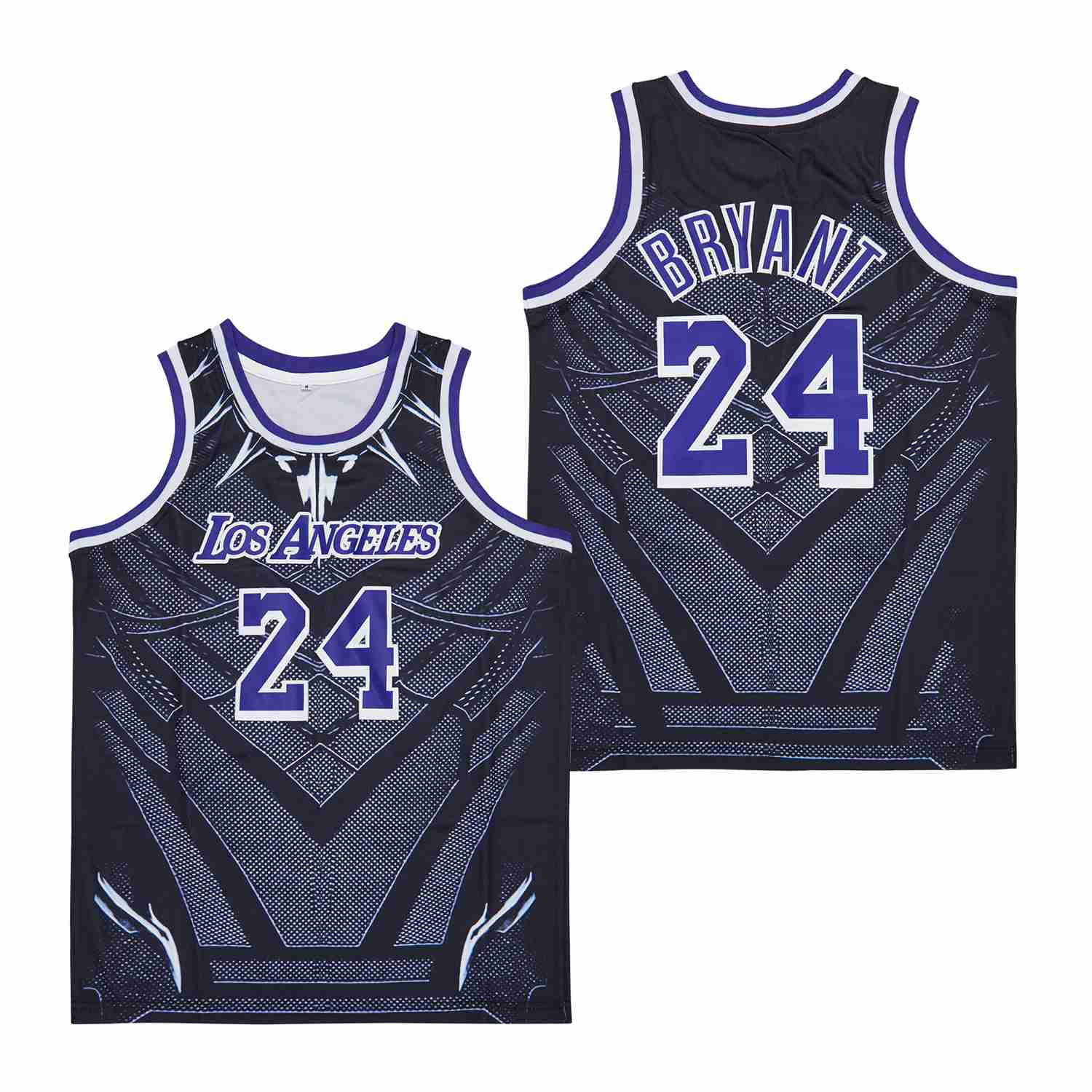Alternative view of Kobe Bryant 24 Los Angeles Lakers Black Panther Pattern Swingman Jersey - Black - JS783 