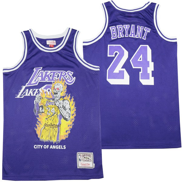 Alternative view of Kobe Bryant 24 Los Angeles Lakers City Of Angels Swingman Jersey - Purple - JS231 