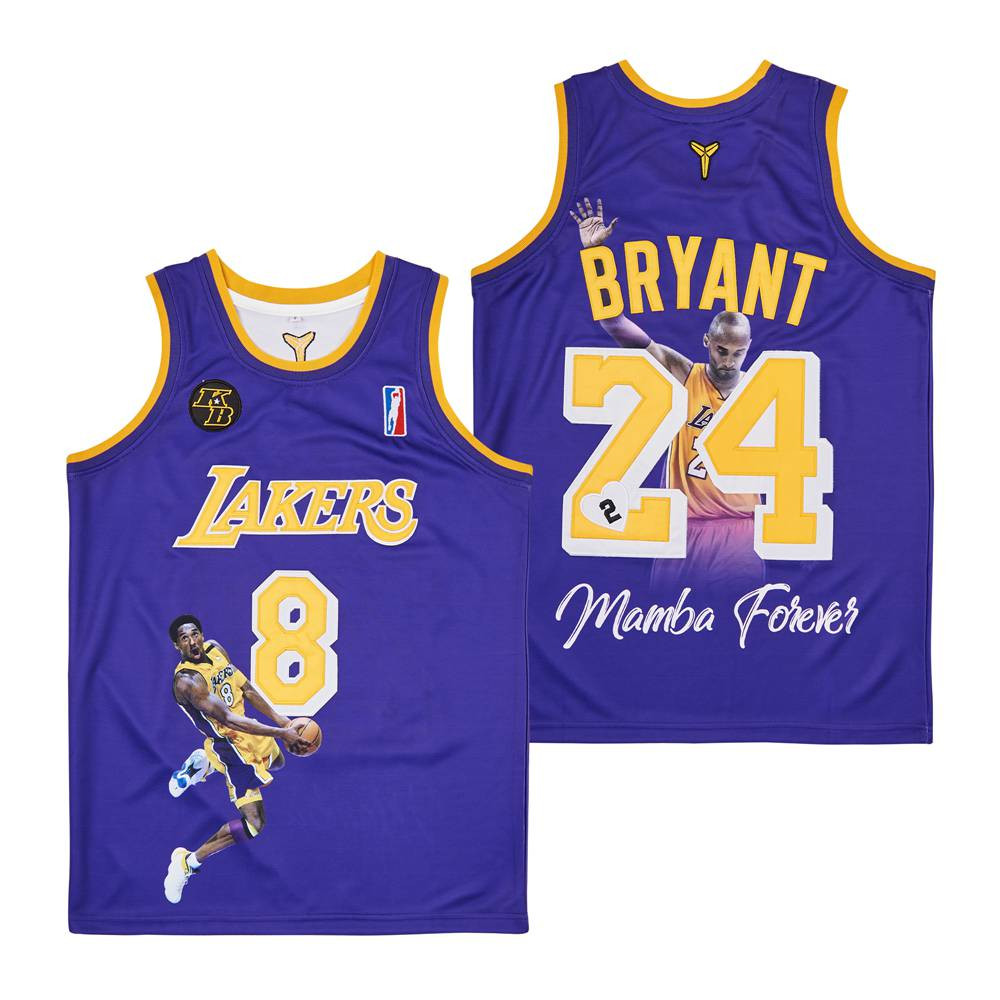Alternative view of Kobe Bryant 24 Los Angeles Lakers Legendary Icon Swingman Jersey - Purple - JS152 