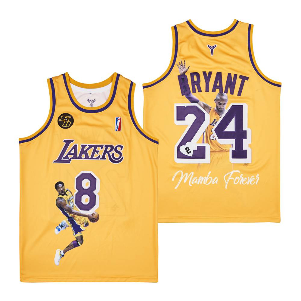 Alternative view of Kobe Bryant 24 Los Angeles Lakers Mamba Forever Swingman Jersey - Yellow - JS594 