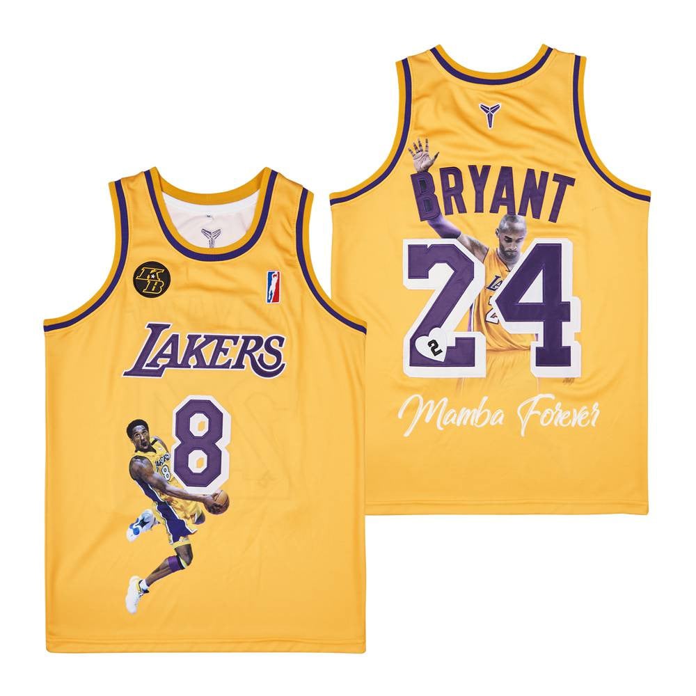 Kobe Bryant 24 Los Angeles Lakers Mamba Forever Swingman Jersey - Yellow - JS594 