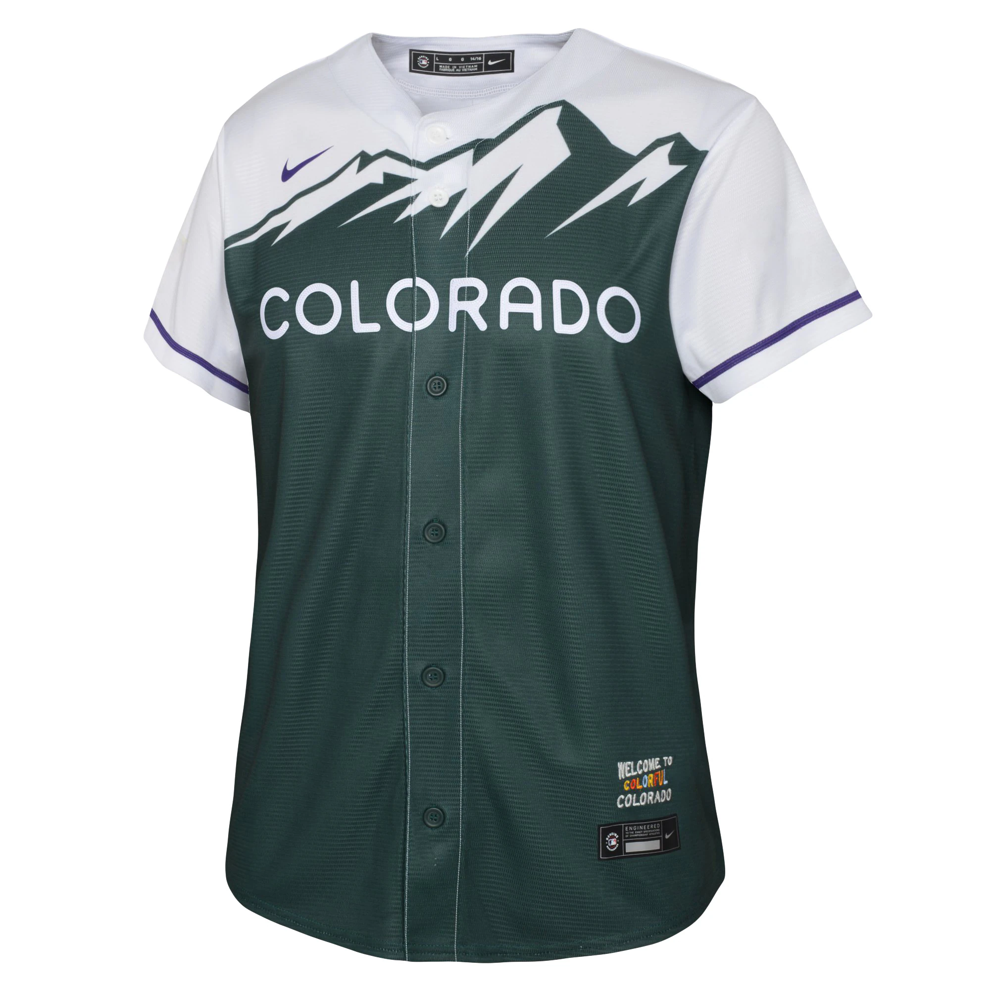 Alternative view of Kris Bryant Colorado Rockies Youth 2022 City Connect Replica Player Jersey - Green