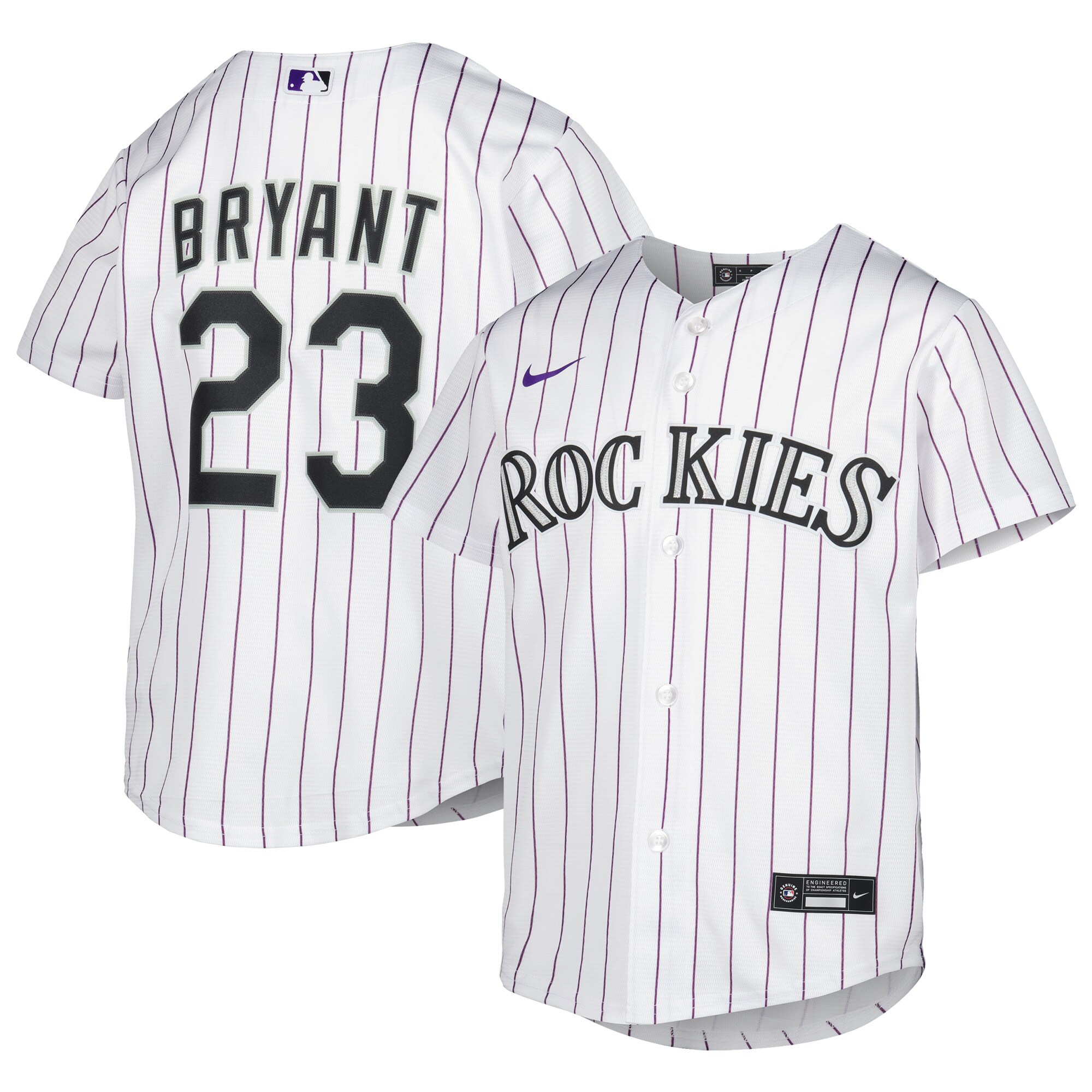 Alternative view of Kris Bryant Colorado Rockies Youth Alternate Replica Player Jersey – White