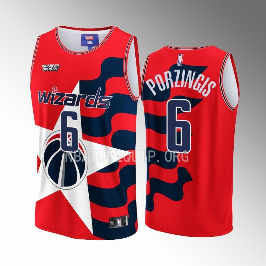 Kristaps Porzingis 6 Washington Wizards NBA & KidSuper Studios Unisex Hometown Jersey - JS985 