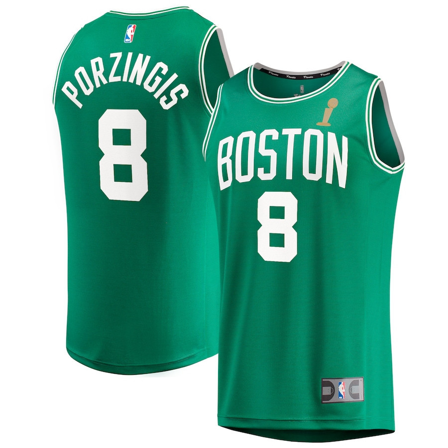 Kristaps Porzingis 8 Boston Celtics 2024 FINALS CHAMPIONS Jersey - Kelly Green - Icon Edition - JS154