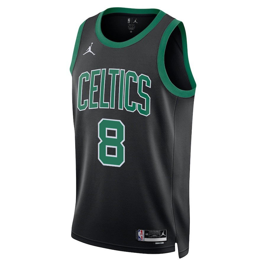 Alternative view of Kristaps Porzingis 8 Boston Celtics 2024 FINALS CHAMPIONS Swingman Jersey - Statement Edition - Black - JS170