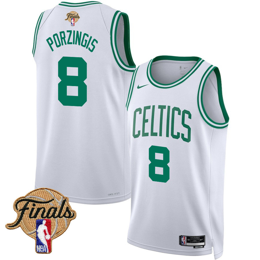 Kristaps Porzingis 8 Boston Celtics 2024 FINALS PATCH Swingman Jersey - Association Edition - White - JS877