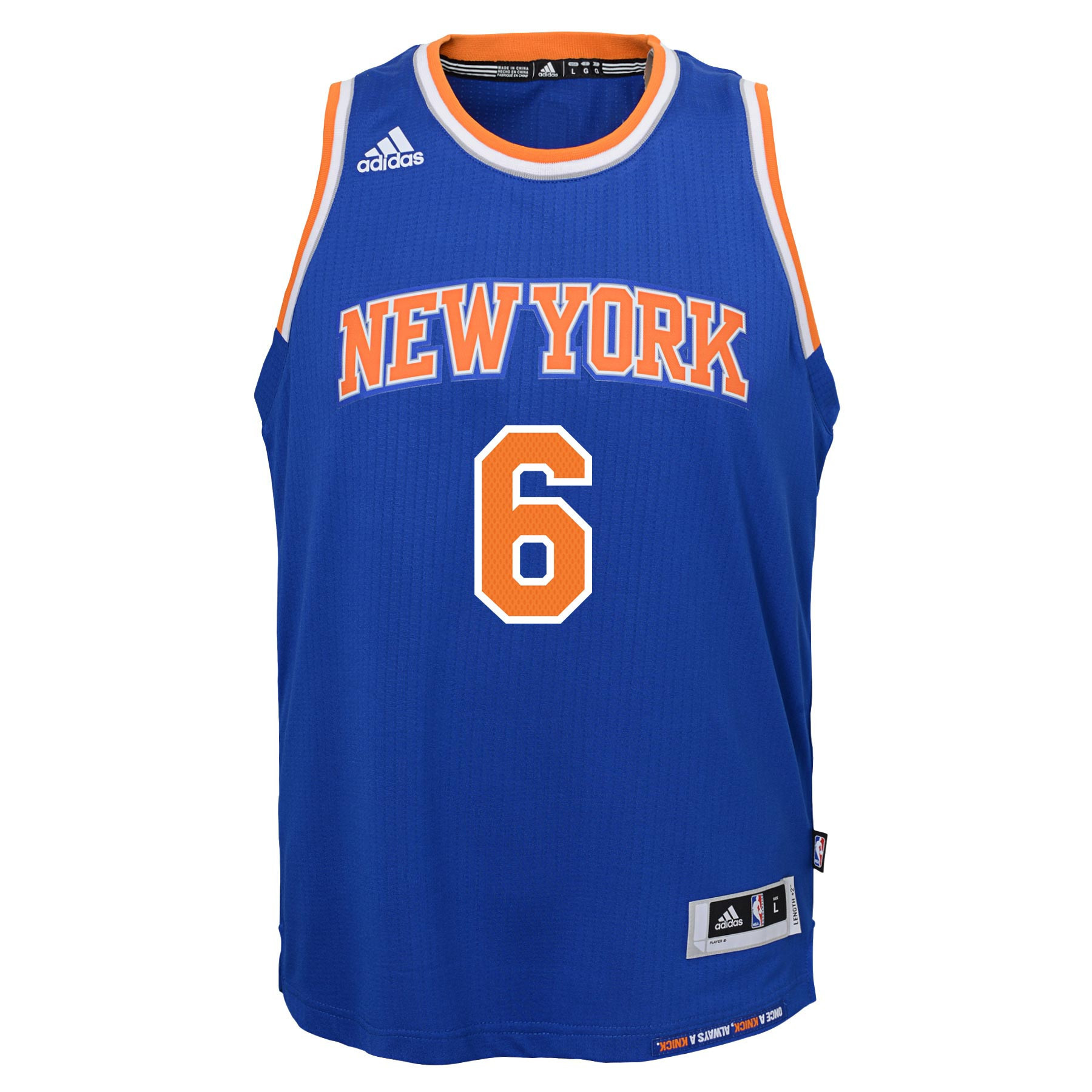 Alternative view of Kristaps Porzingis New York Knicks Youth Road 2014-2015 Swingman Jersey - Blue - JS723 