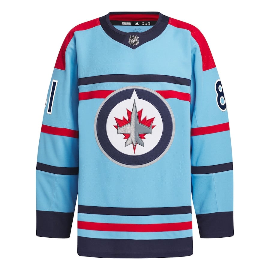 Alternative view of Kyle Connor 81 Winnipeg Jets Anniversary Primegreen Men Jersey - Light Blue - JS986 