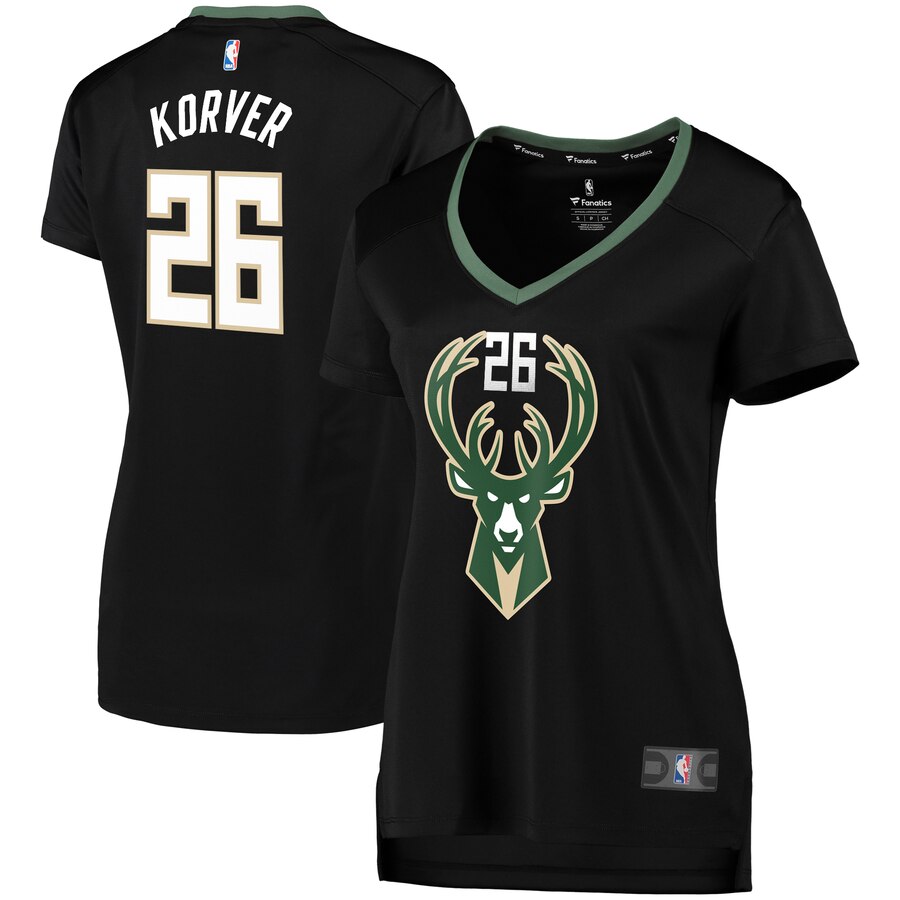 Kyle Korver Milwaukee Bucks Fanatics Branded Women's Fast Break Replica Jersey Black - Statement Edition