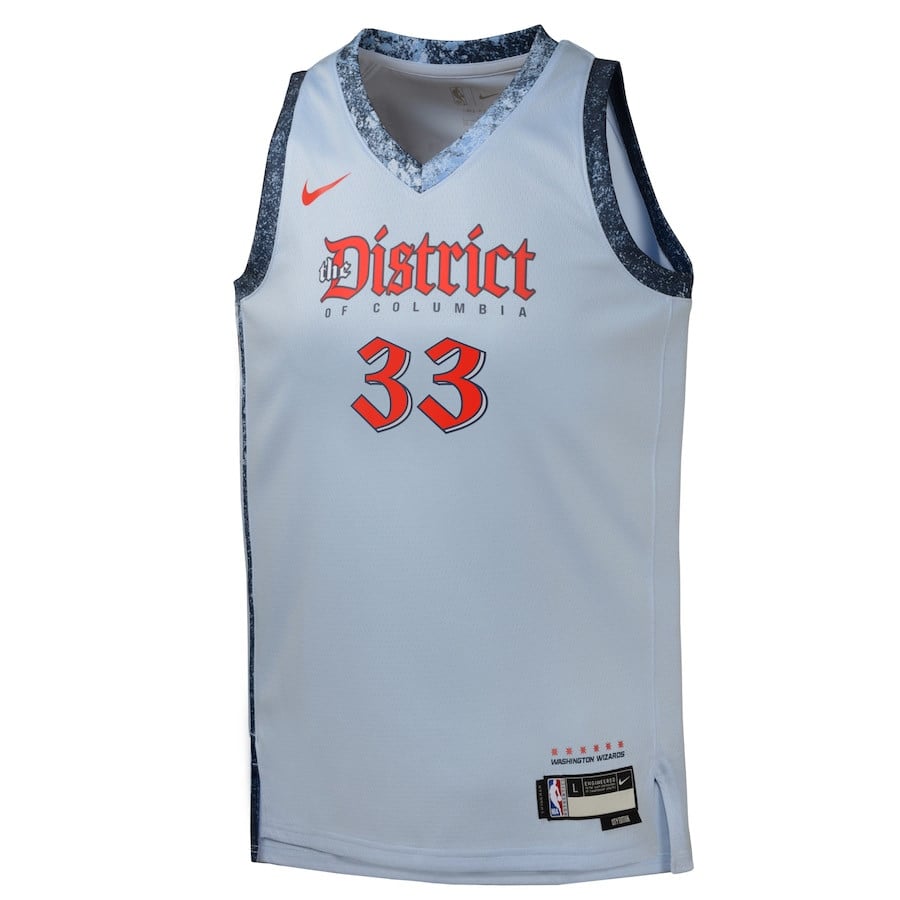 Alternative view of Kyle Kuzma 33 Washington Wizards 2024/25 Swingman Player YOUTH Jersey - City Edition - Powder Blue - JS446 