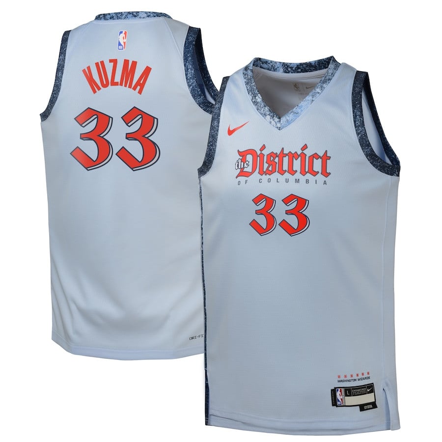 Kyle Kuzma 33 Washington Wizards 2024/25 Swingman Player YOUTH Jersey - City Edition - Powder Blue - JS446 