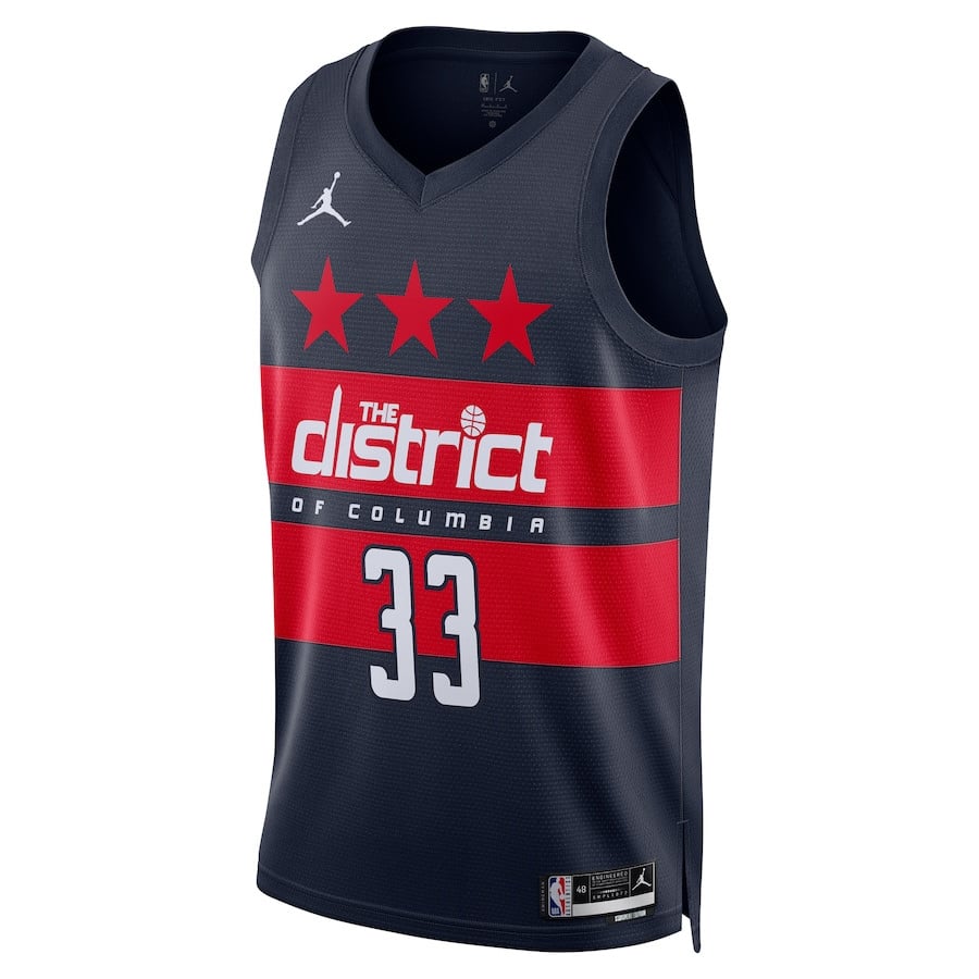 Alternative view of Kyle Kuzma 33 Washington Wizards 2024/25 Unisex Swingman Jersey - Statement Edition - Navy - JS281 
