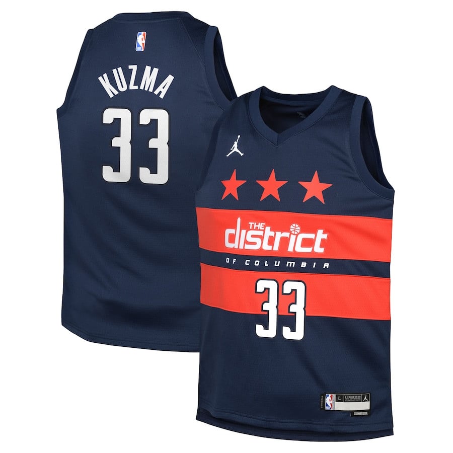 Kyle Kuzma 33 Washington Wizards 2024/25 YOUTH Swingman Jersey - Statement Edition - Navy - JS238 