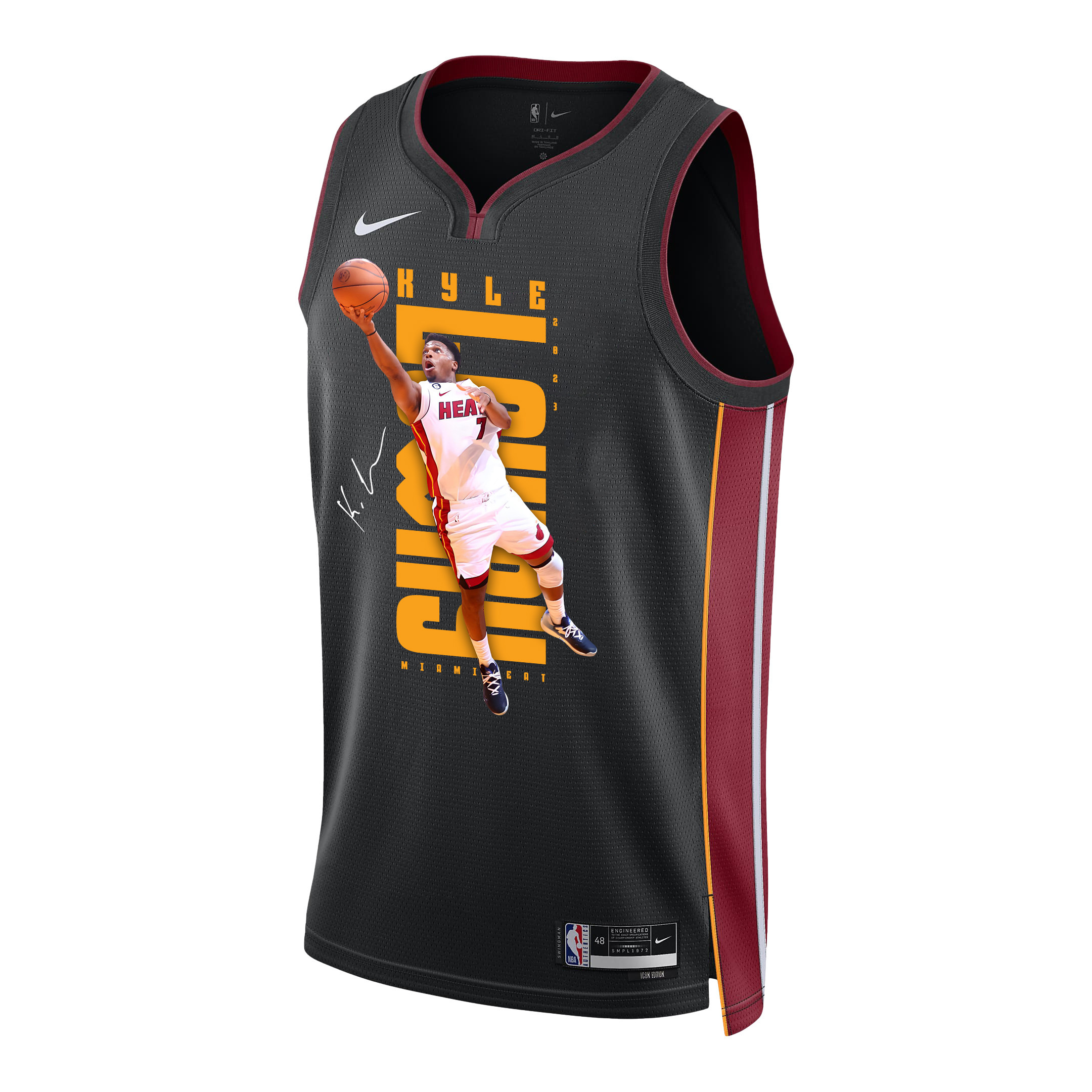 Alternative view of Kyle Lowry 7 Miami Heat Shooting Flair 2023 NBA Champions Swingman Jersey - Black - JS263 