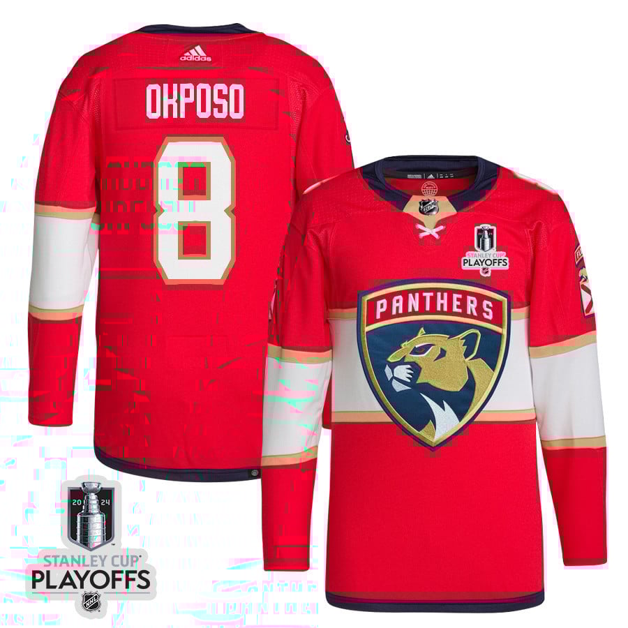 Kyle Okposo 8 Florida Panthers 2024 NHL Playoffs Patch Home Jersey - Men, Red - JS763 