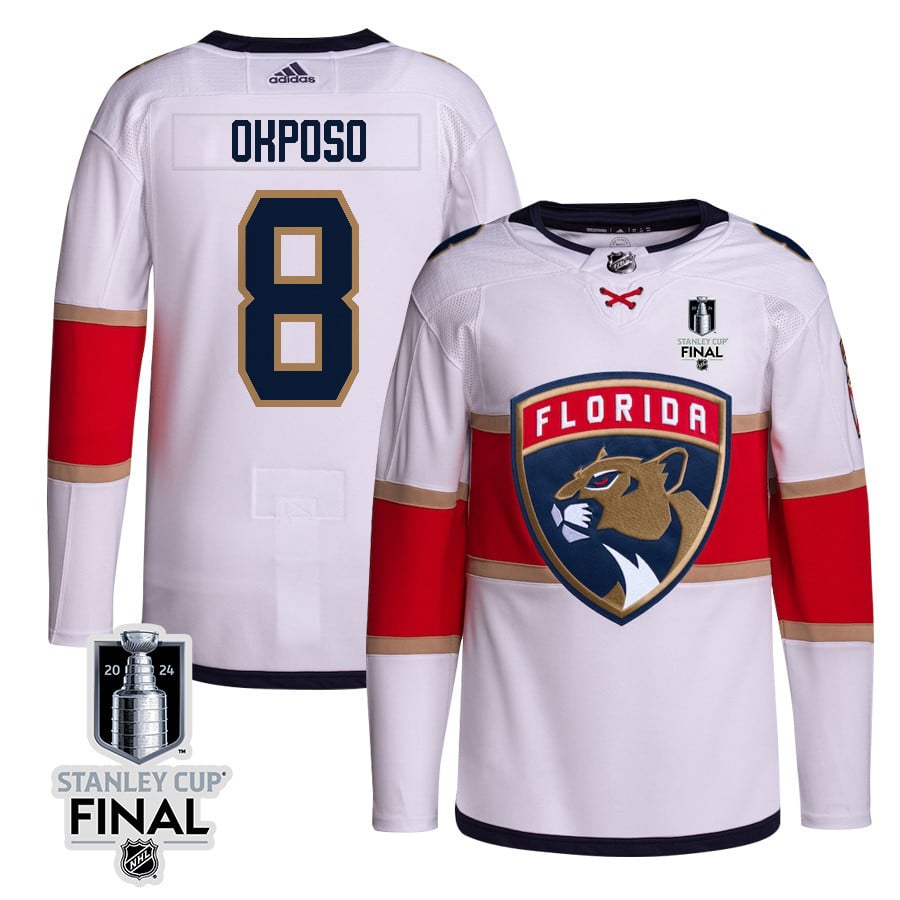 Kyle Okposo 8 Florida Panthers 2024 STANLEY CUP Final Away Breakaway Jersey - Men, White - JS366 