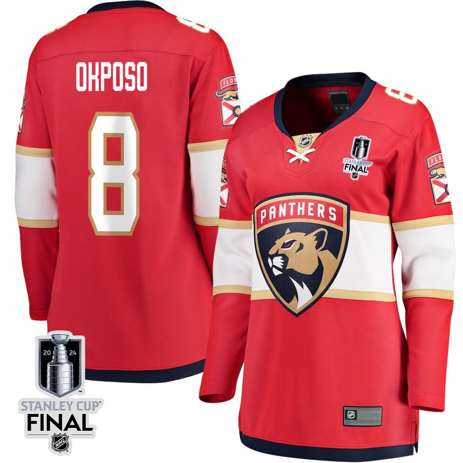 Kyle Okposo 8 Florida Panthers 2024 STANLEY CUP Final Women's Home Breakaway Jersey - Red - JS157 