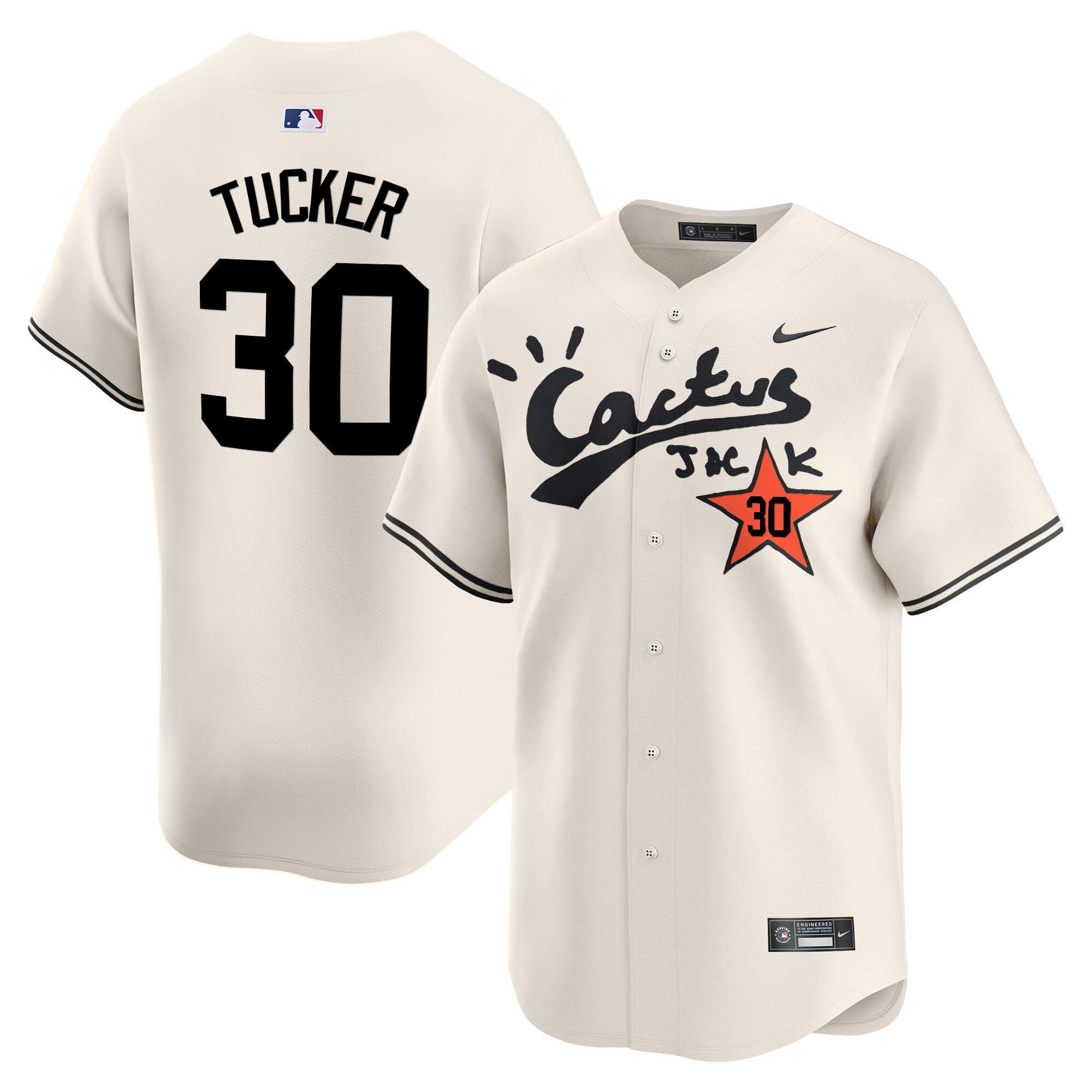 Kyle Tucker 30 Houston Astros Cactus Jack Cream Jersey V2 - Men