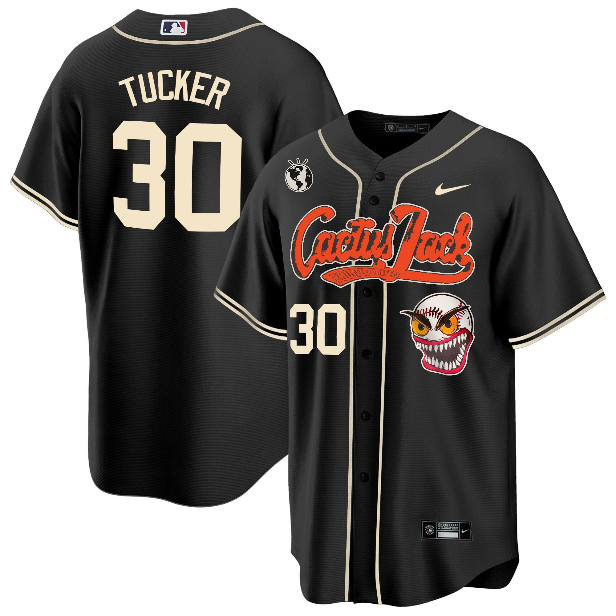 Kyle Tucker 30 Houston Astros Cactus Jack Men Jersey - Black