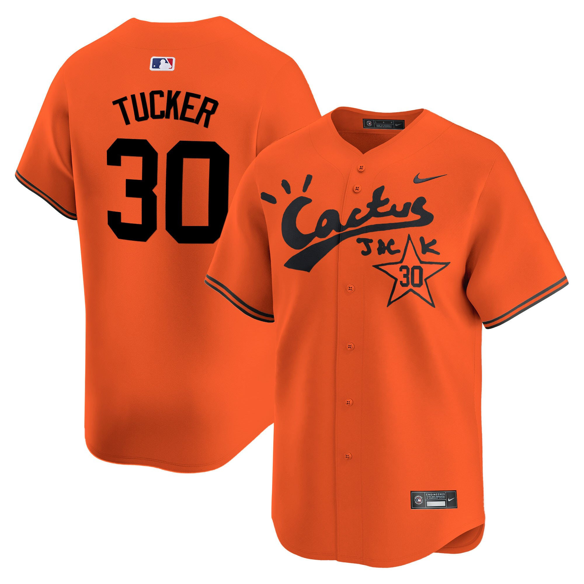 Kyle Tucker 30 Houston Astros Cactus Jack Men Jersey - Orange