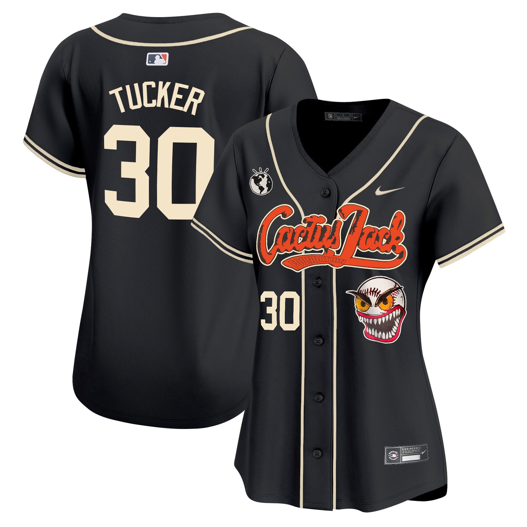 Kyle Tucker 30 Houston Astros Cactus Jack Patch Women Jersey - Black