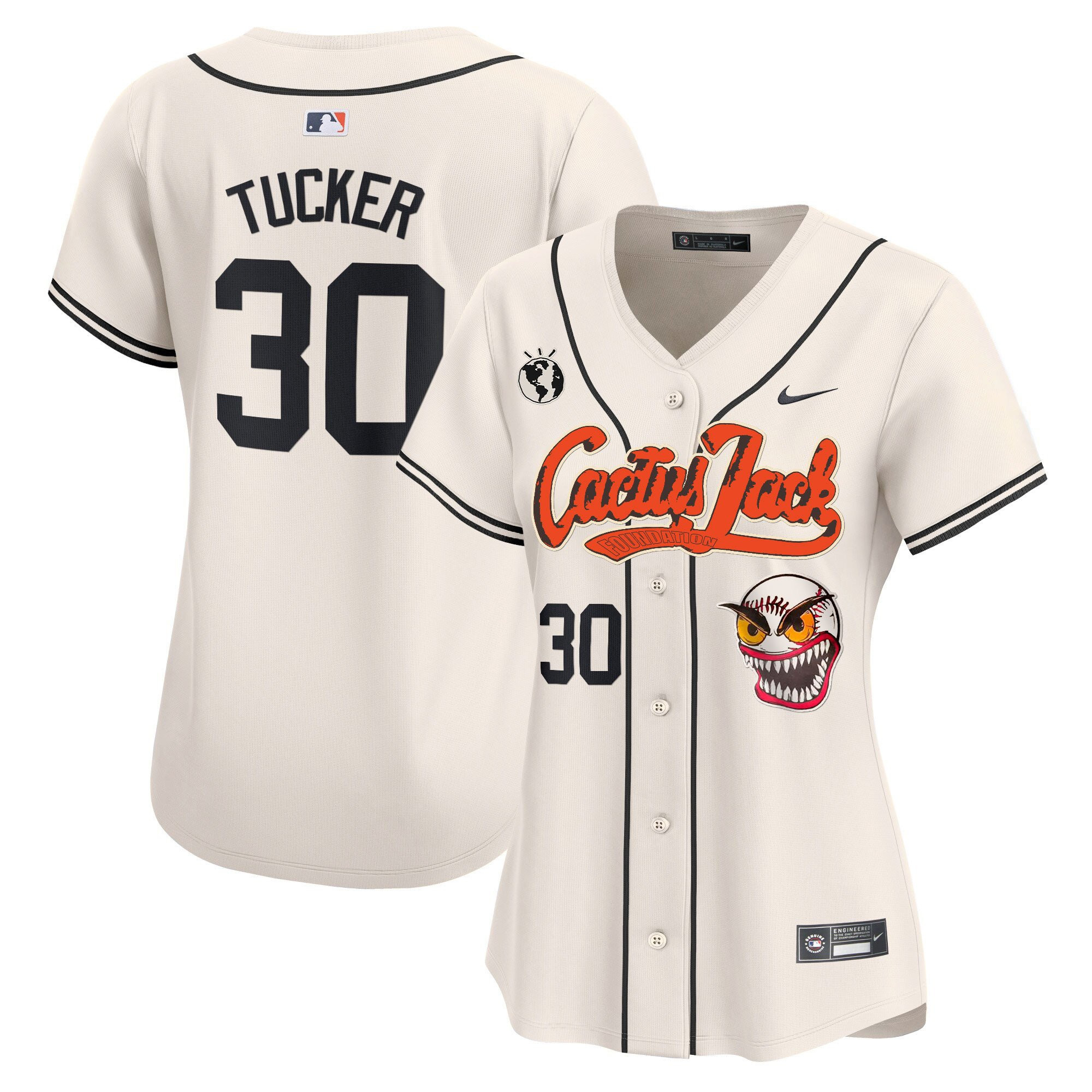 Kyle Tucker 30 Houston Astros Cactus Jack Patch Women Jersey - Cream