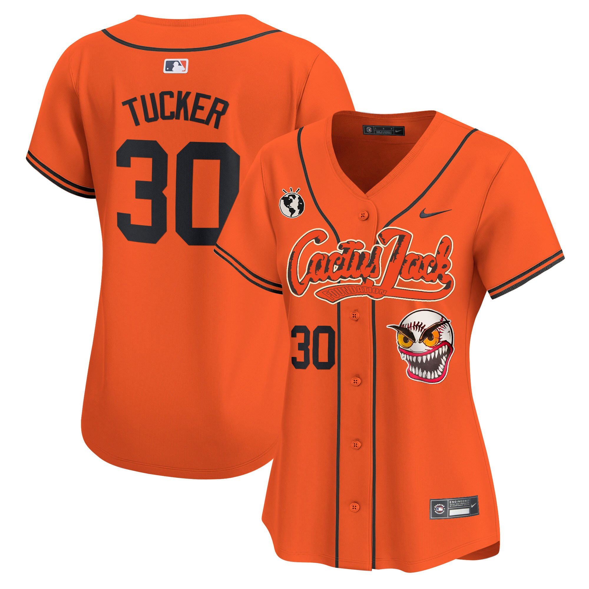 Kyle Tucker 30 Houston Astros Cactus Jack Patch Women Jersey - Orange