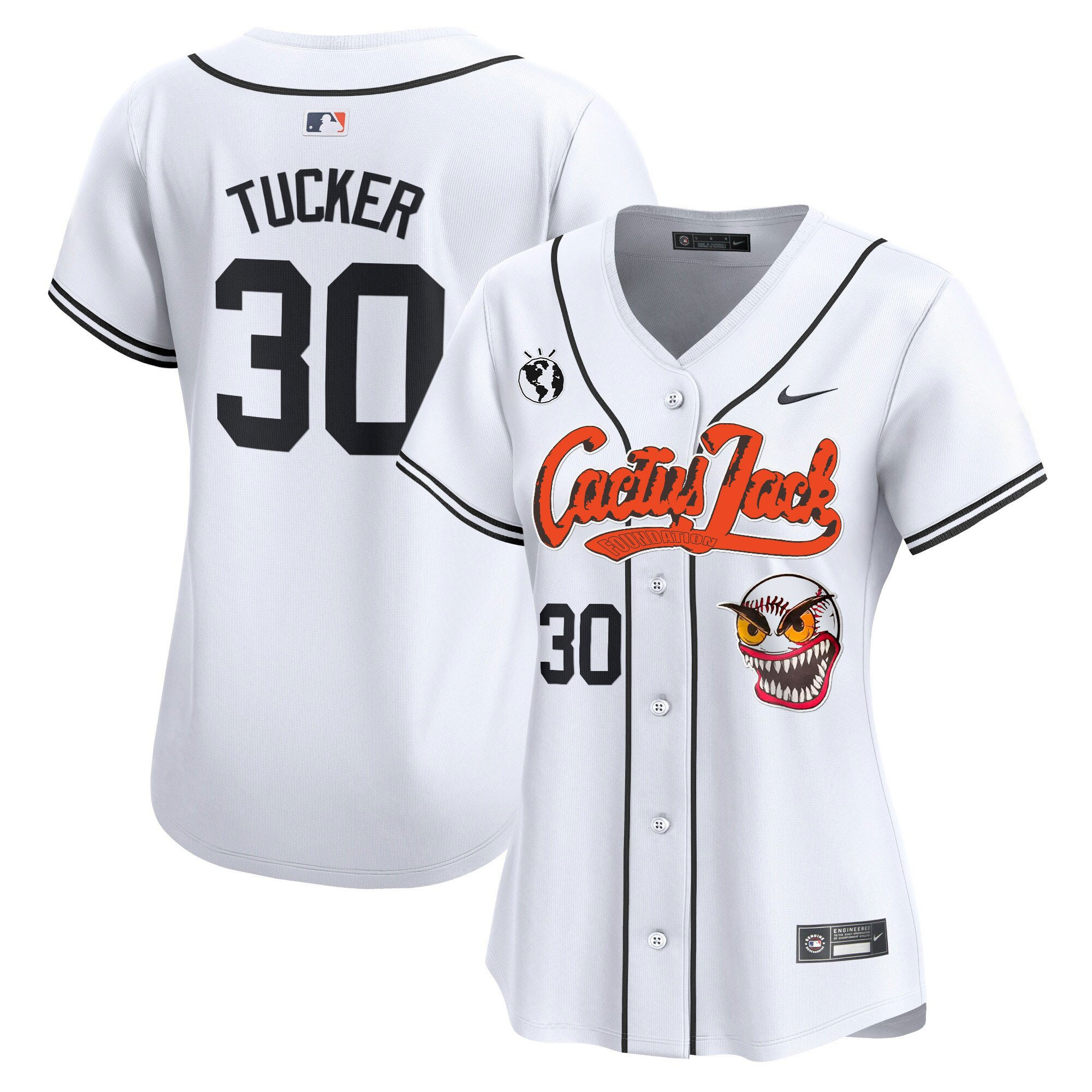 Kyle Tucker 30 Houston Astros Cactus Jack Patch Women Jersey - White