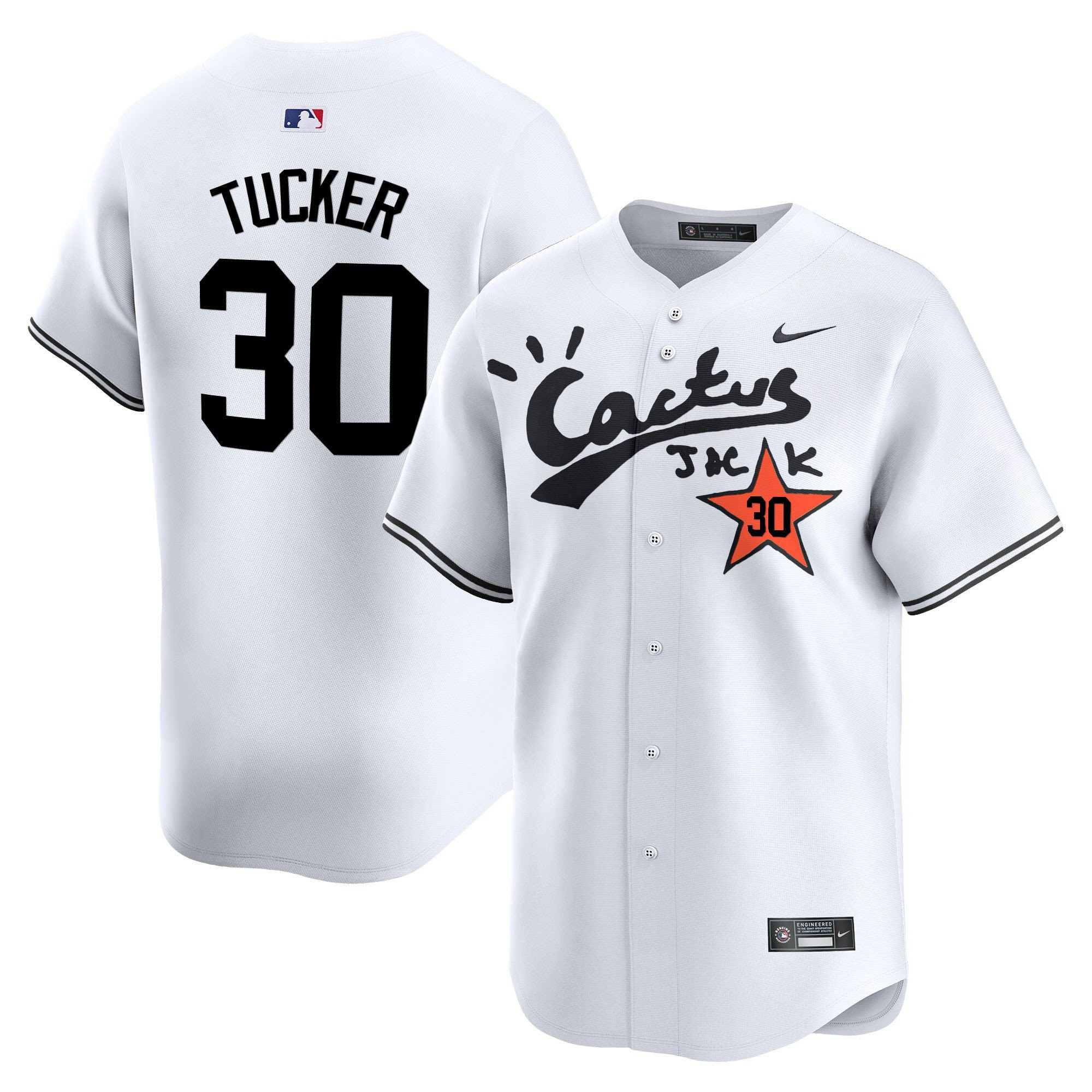 Kyle Tucker 30 Houston Astros Cactus Jack White Jersey V2