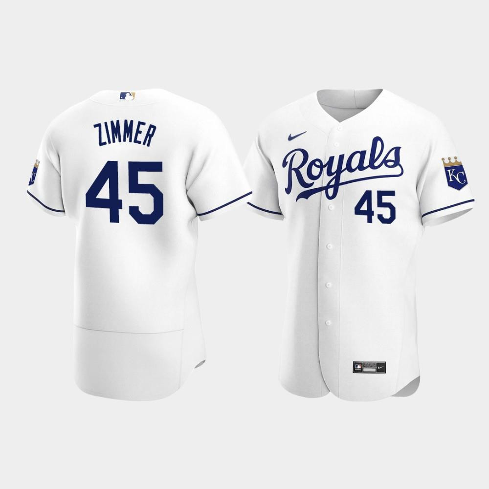 Kyle Zimmer 45 Kansas City Royals White Home Jersey Jersey 