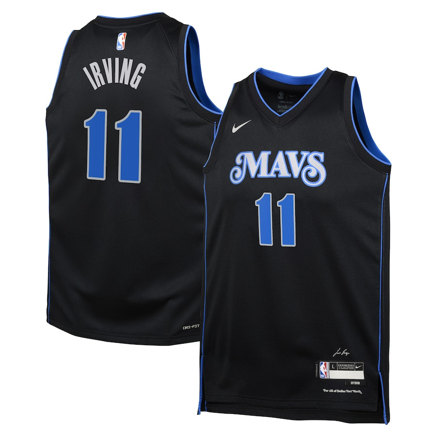 Kyrie Irving 11 Dallas Mavericks 2023/24 City Edition Swingman YOUTH Jersey - Black - JS544 
