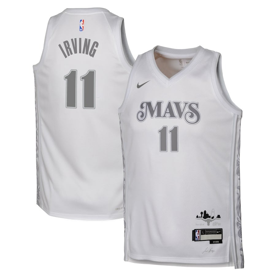 Kyrie Irving 11 Dallas Mavericks 2024/25 Swingman Player YOUTH Jersey - City Edition - White - JS558 
