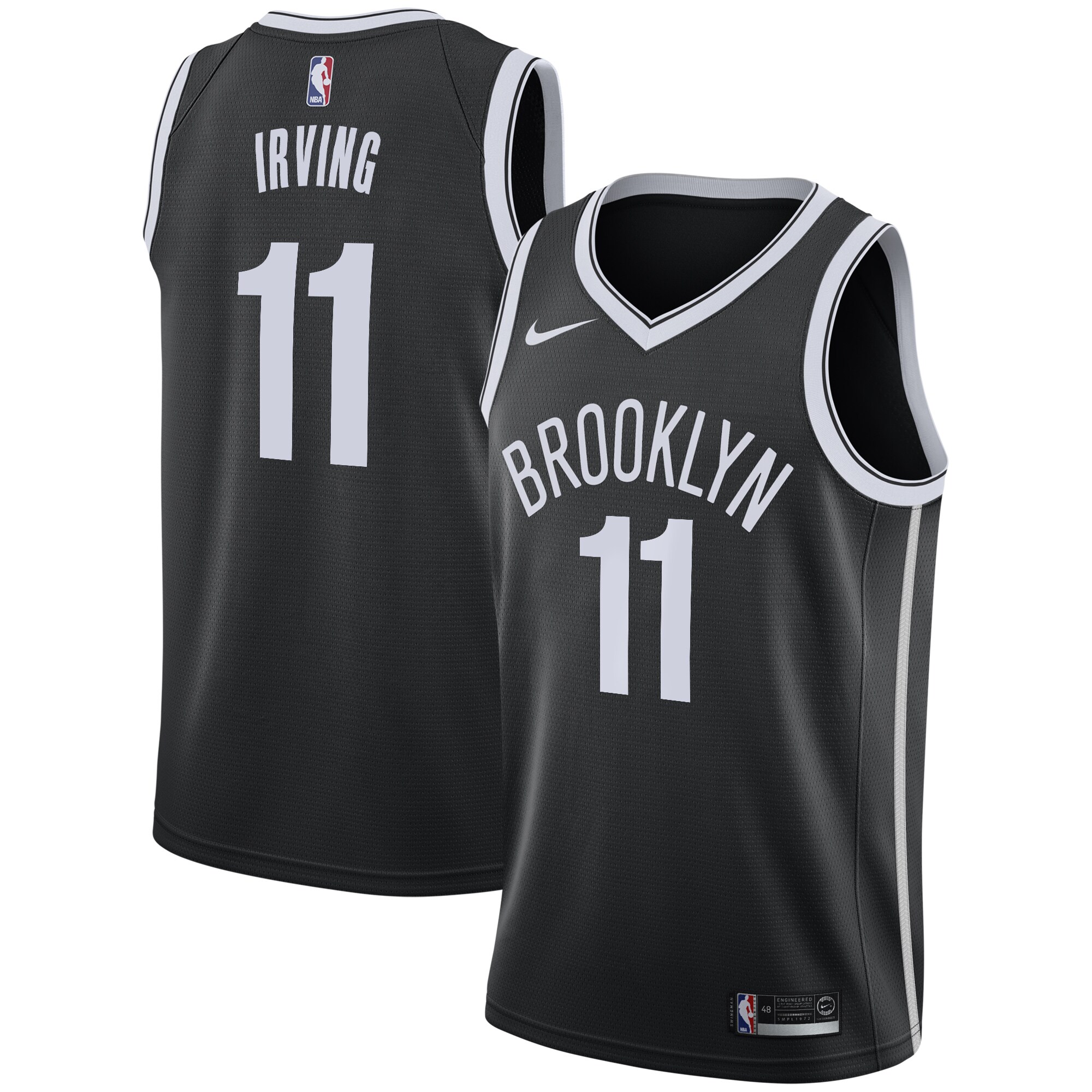 Alternative view of Kyrie Irving Brooklyn Nets 2019/20 Swingman Jersey Black - Icon Edition