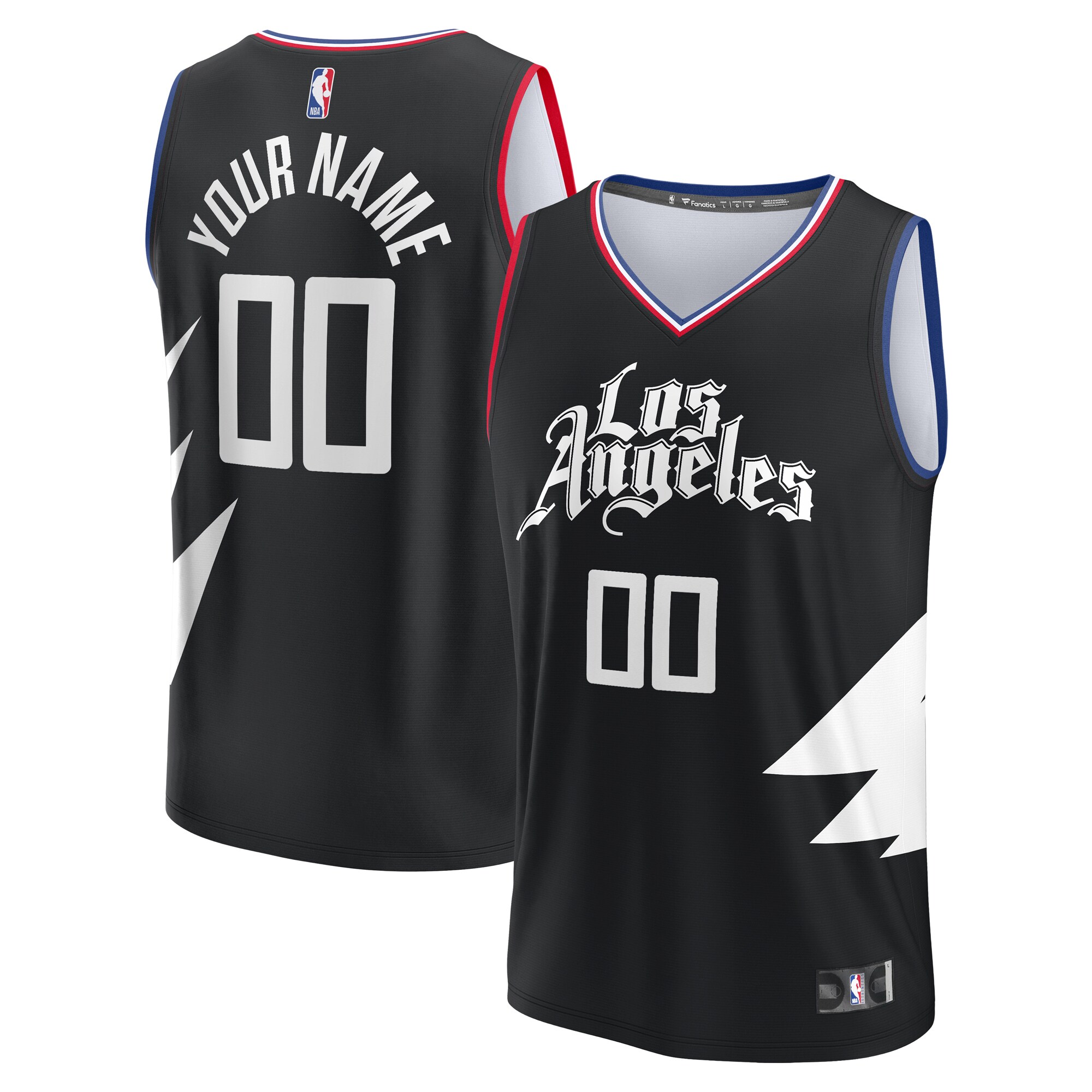 La Clippers Fanatics Youth Fast Break Replica Custom Jersey - Statement Edition - Black