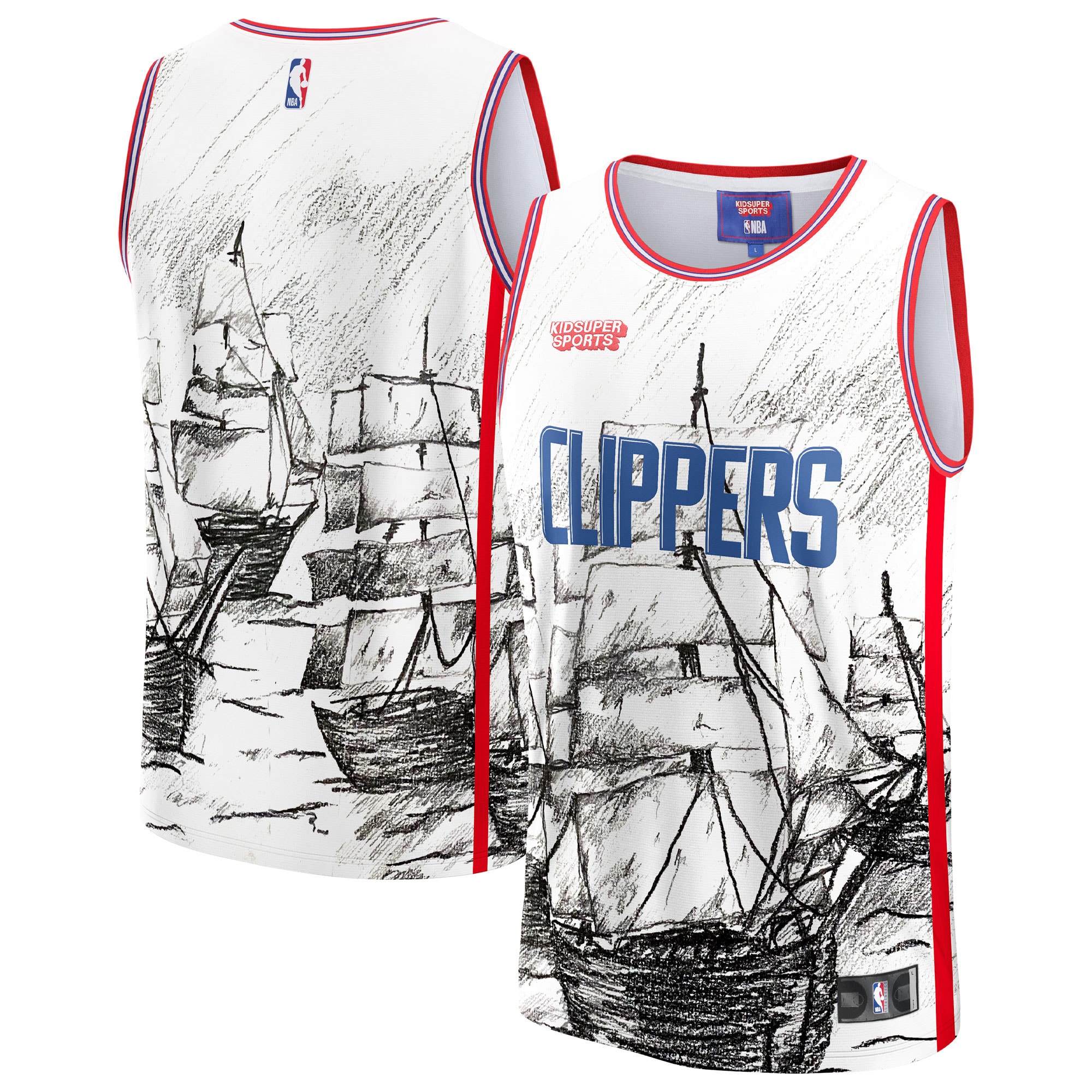 Alternative view of La Clippers Nba & Kidsuper Studios By Fanatics Unisex Hometown Jersey - Gray