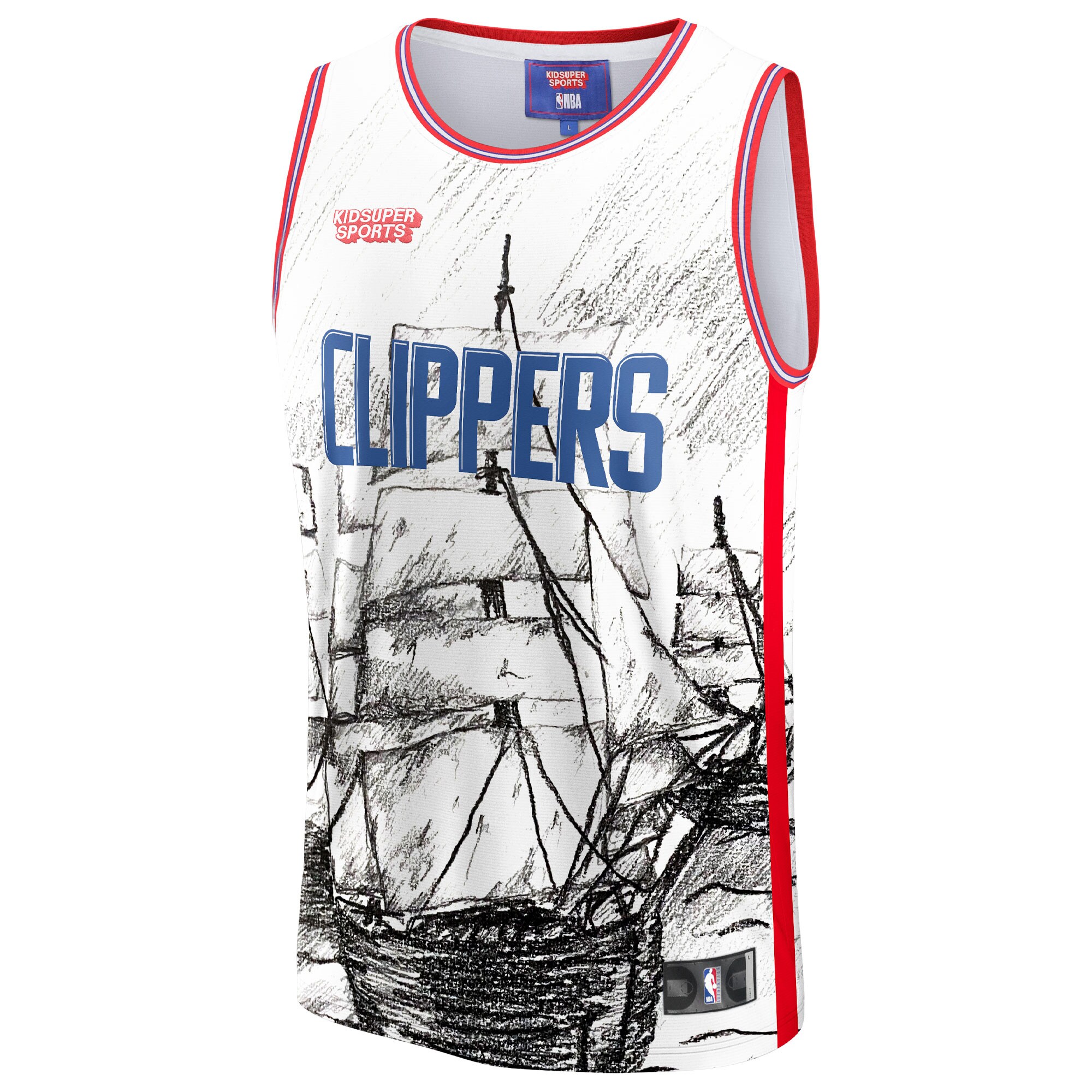 Alternative view of La Clippers Nba & Kidsuper Studios By Fanatics Unisex Hometown Jersey - Gray