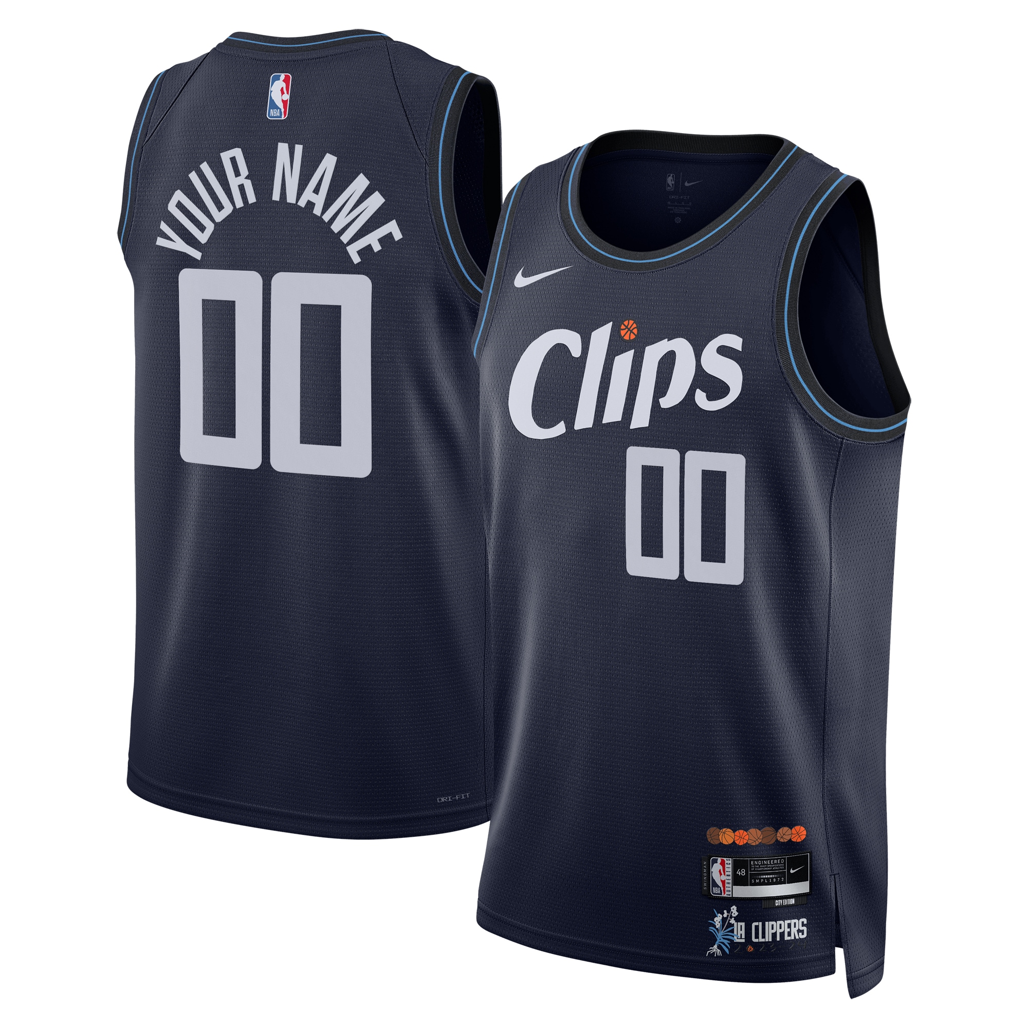 La Clippers Unisex 2023/24 Custom Swingman Jersey - Navy - City Edition