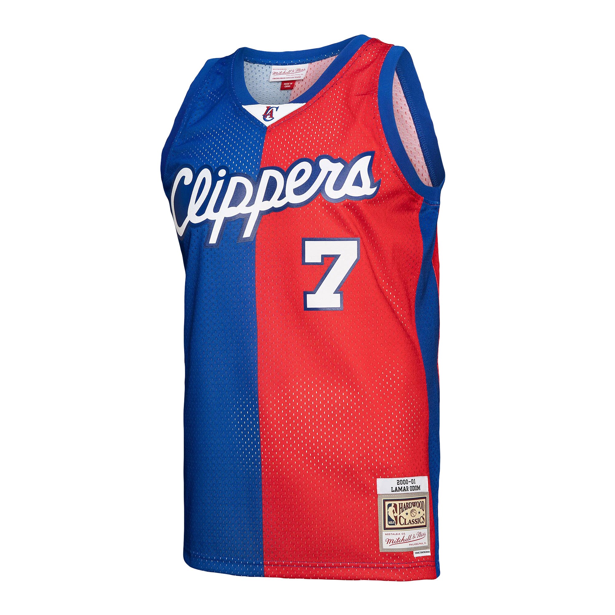 Alternative view of Lamar Odom La Clippers Mitchell & Ness Hardwood Classics 2000/01 Split Swingman Jersey - Royal/red