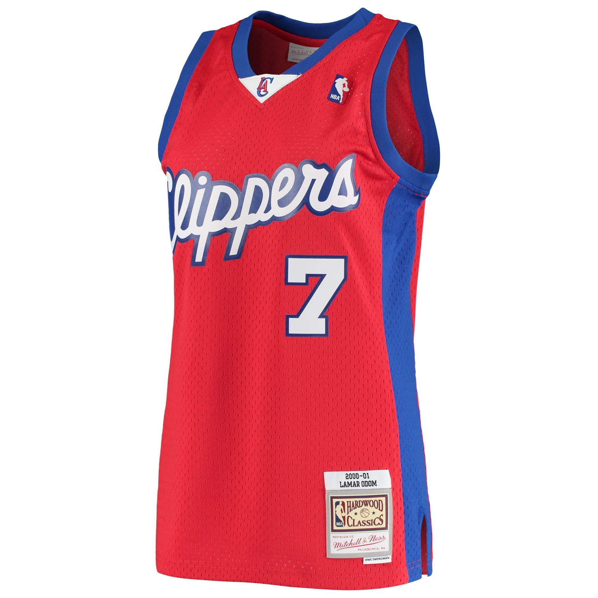Alternative view of Lamar Odom La Clippers Mitchell & Ness 2000/01 Hardwood Classics Swingman Jersey - Statement Edition – Red - JS849 