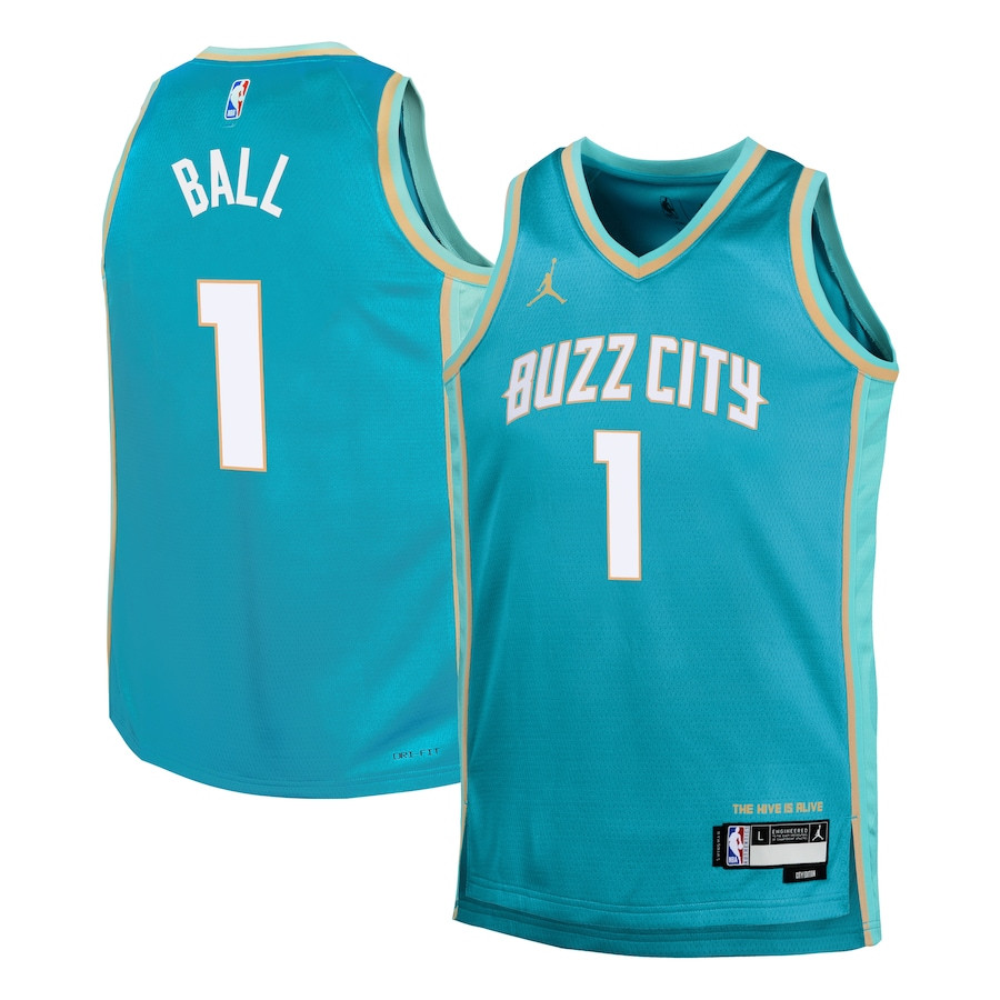 LaMelo Ball 1 Charlotte Hornets 2023/24 City Edition Swingman YOUTH Jersey - Teal - JS500 