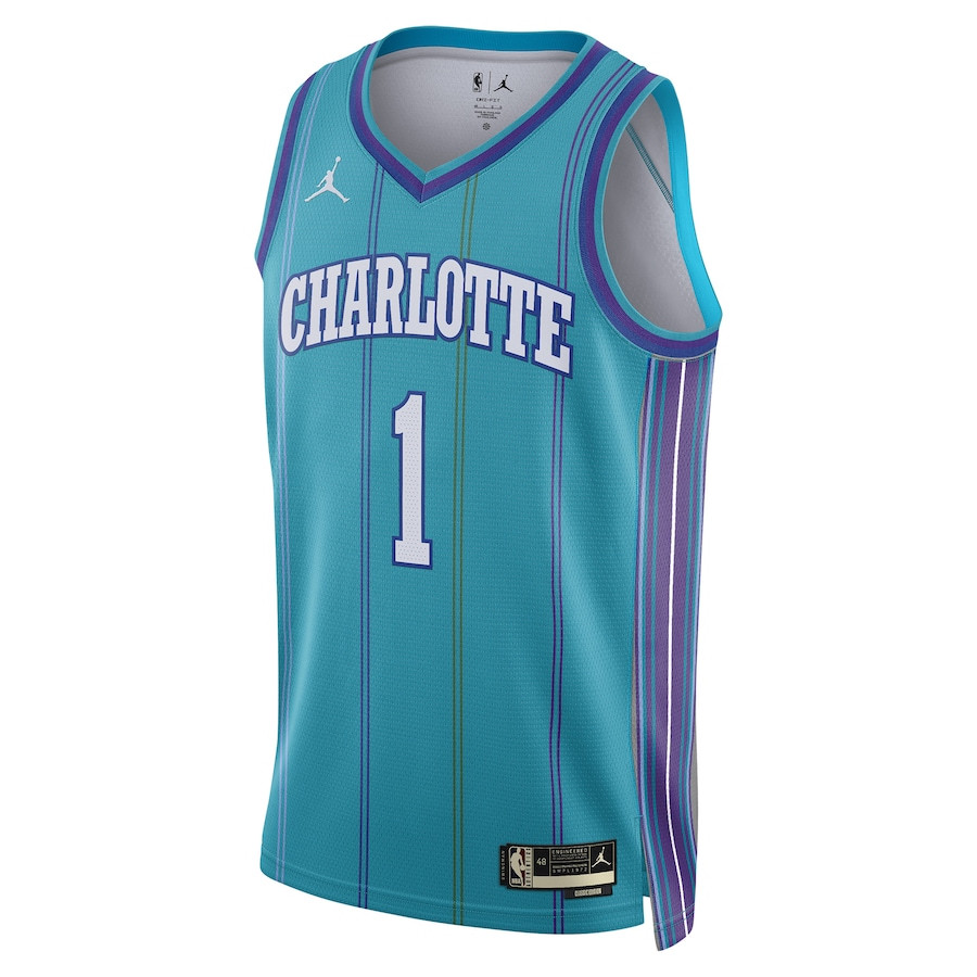 Alternative view of LaMelo Ball 1 Charlotte Hornets 2023/24 Swingman Jersey - Classic Edition - Teal - JS295 