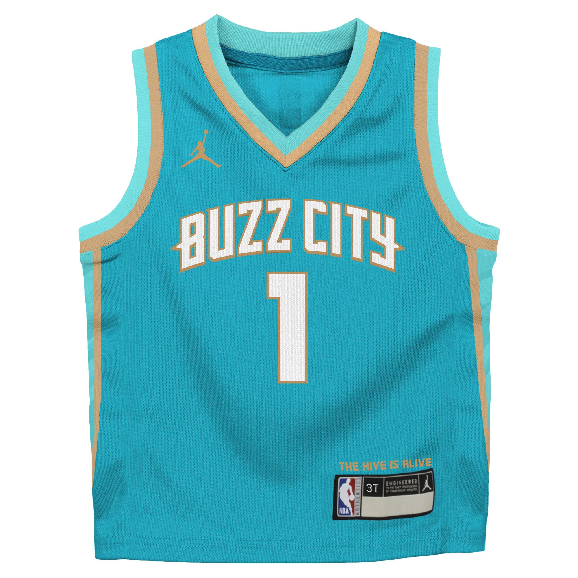 Alternative view of Lamelo Ball Charlotte Hornets Jordan Brand Preschool 2023/24 Swingman Replica Jersey - City Edition - Teal