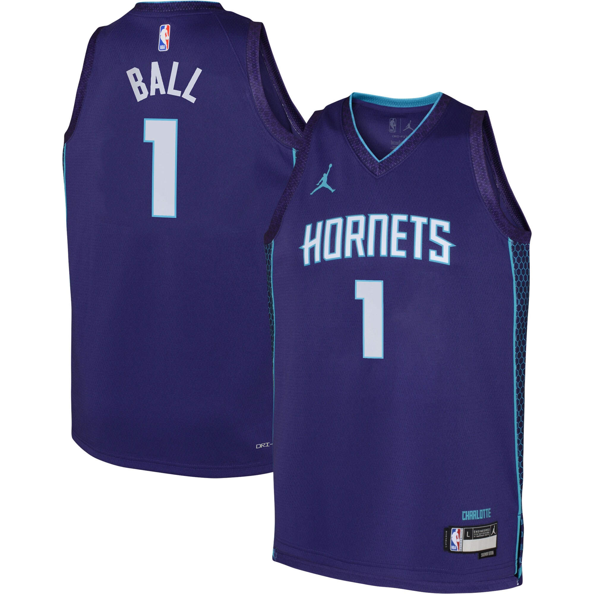 Lamelo Ball Charlotte Hornets Jordan Brand Youth Swingman Jersey - Statement Edition - Purple