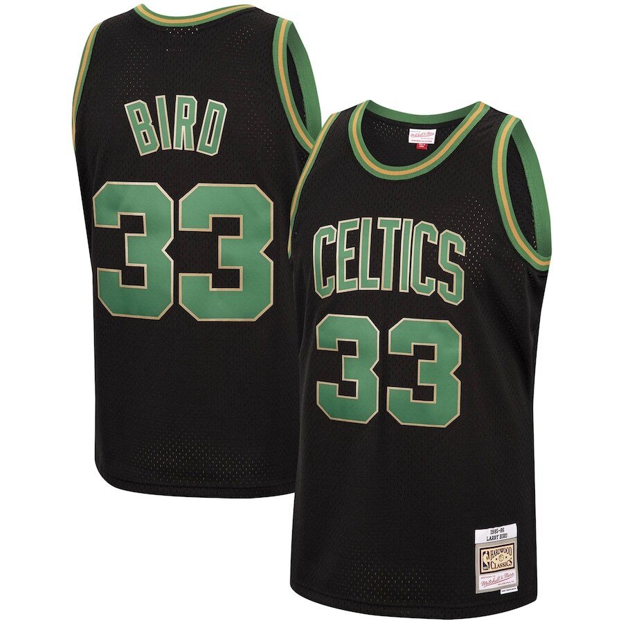Larry Bird Boston Celtics Mitchell & Ness 1985-86 Hardwood Classics Reload Swingman Jersey - Black
