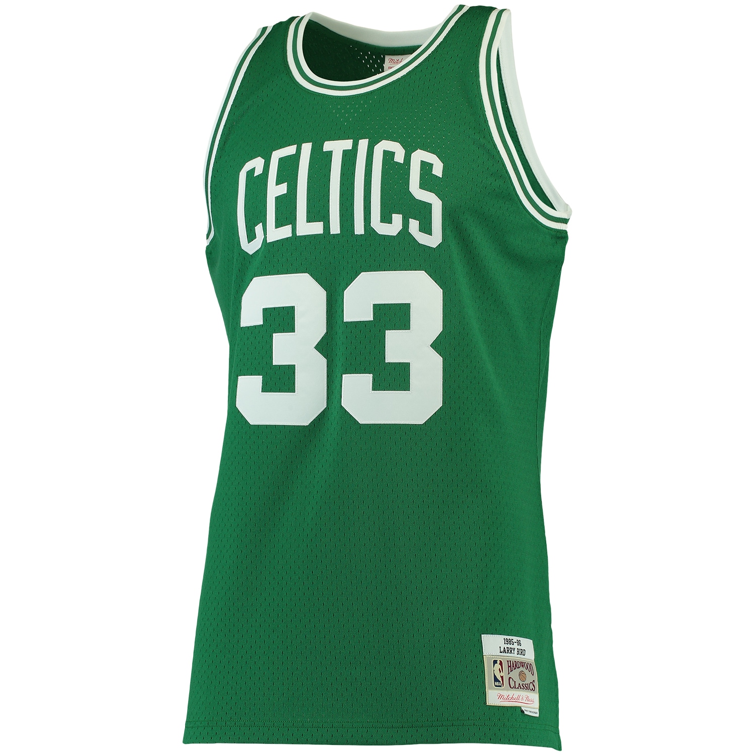 Alternative view of Larry Bird Boston Celtics Mitchell & Ness 1985/86 Big & Tall Hardwood Classics Swingman Jersey - Kelly Green