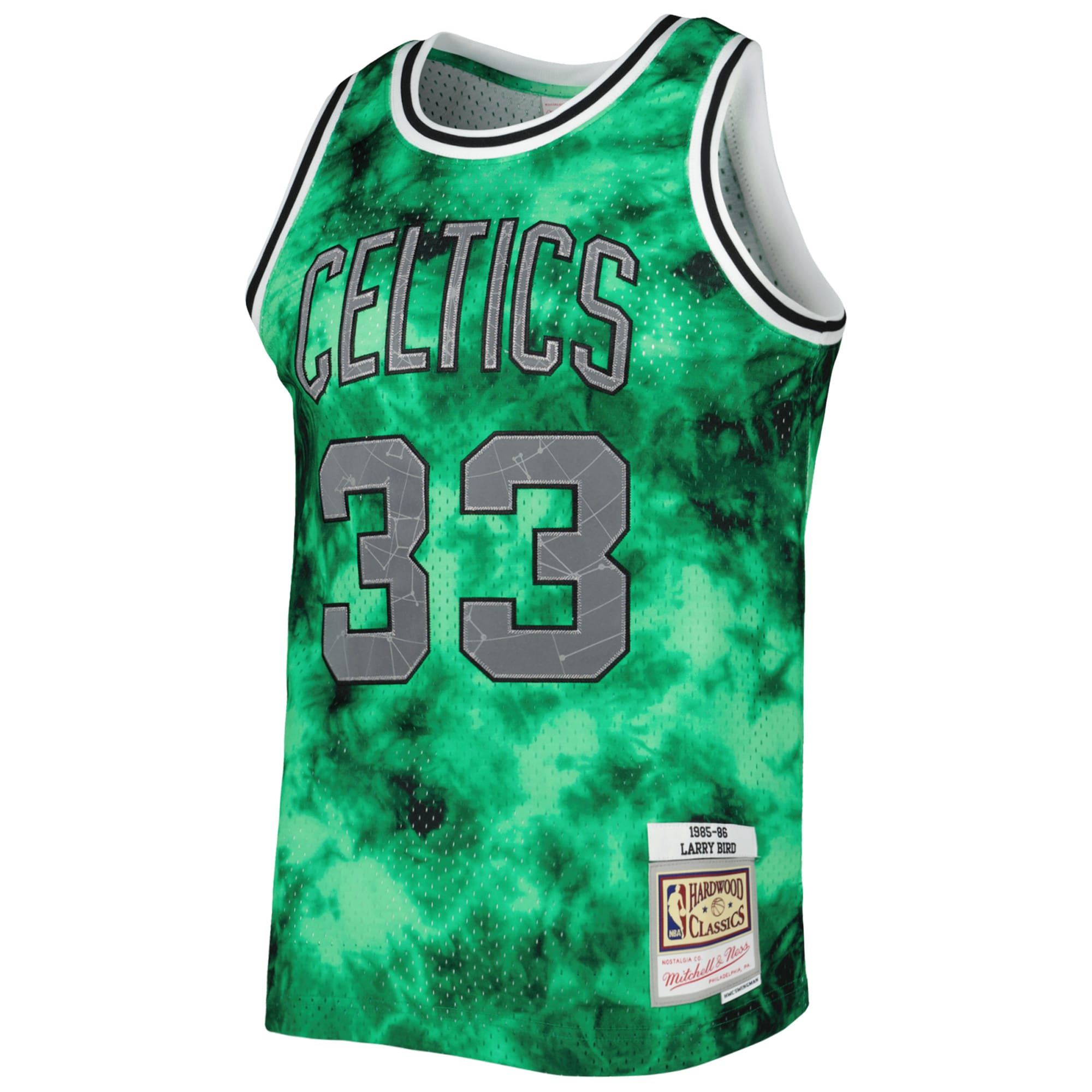 Alternative view of Larry Bird Boston Celtics Mitchell & Ness 1985/86 Galaxy Swingman Jersey - Kelly Green