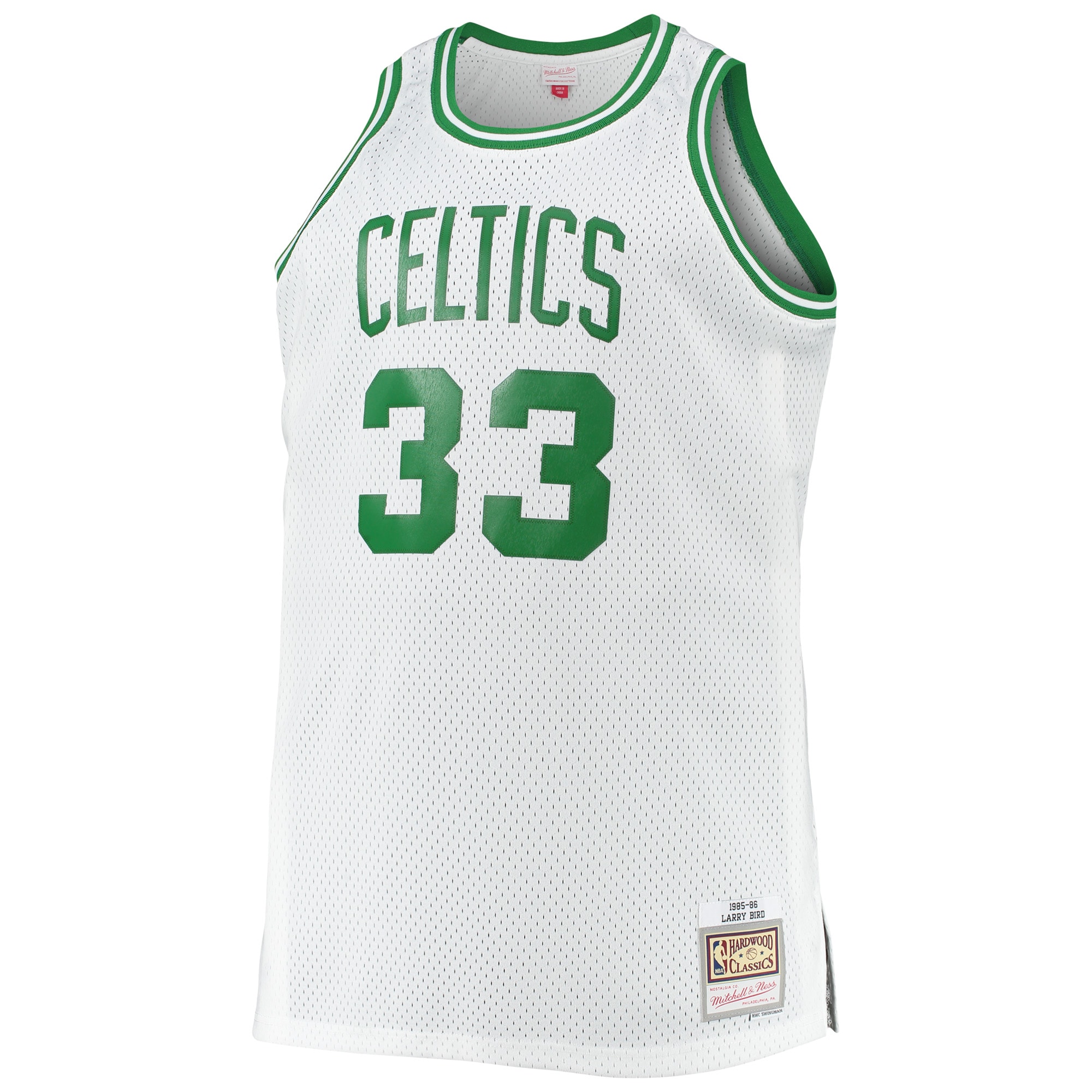 Alternative view of Larry Bird Boston Celtics Mitchell & Ness Big & Tall 1985/86 Hardwood Classics Swingman Jersey - White