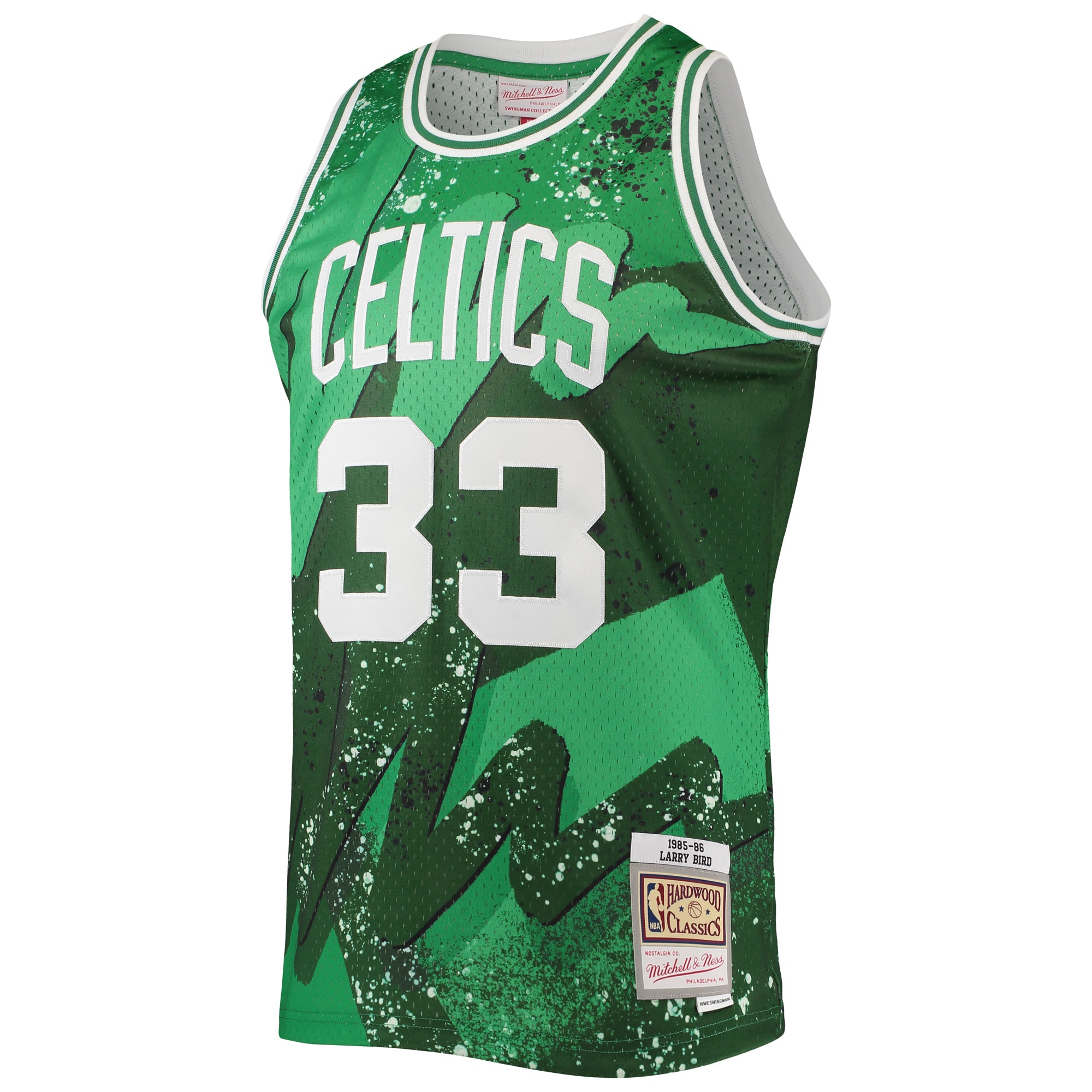 Alternative view of Larry Bird Boston Celtics Mitchell & Ness Hardwood Classics 1985/86 Hyper Hoops Swingman Jersey - Kelly Green