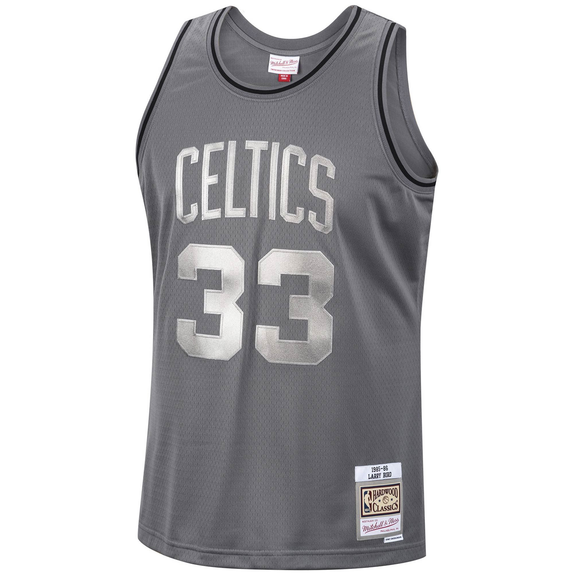 Alternative view of Larry Bird Boston Celtics Mitchell & Ness Hardwood Classics Retired Player 1985/86 Metal Works Swingman Jersey – Charcoal - JS398